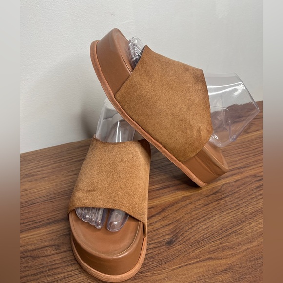 Wal & Pai Stone EU Size 41/10.5 Platform Sandals Tan Leather Suede Boho Earthy - Picture 1 of 13